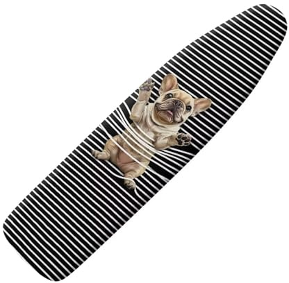 Poceacles Bügelbrettbezug, gestreift, französische Bulldogge, extra großer Bügelbrettbezug und dicke Polsterung, einfache Passform und kratzfest