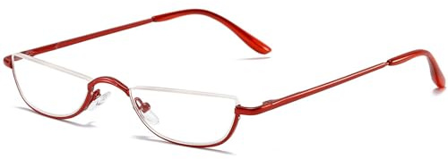 Lanomi Lesebrille Halbrand Rahmen Herren Half Moon Lesehilfe Unisex Metall Halbrandbrille Schmal Sehhilfe Federscharnier ultradünne Brille mit sehstärke