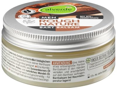 alverde MEN Baume à barbe Rough Nature 75 ml, Bio Naturel Certifié, Bois de cèdre Biologique, Poils de Barbe Doux et Lisse, Fabriqué en Allemagne