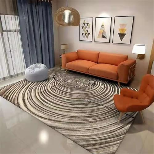 RUGMRZ Deko Terasse Webteppich Wohnzimmer Schlafzimmer Teppich Abstrakt Rund Textur Modern Style Anpassbar Design 160X230CM