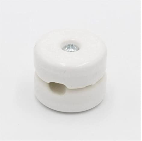 JUANZD Ajuste del aislador de Porcelana Antigua Ajuste for el cableado de la Pared Fijación de la Pared de cerámica Ajuste for el cordón Textil del Vintage(White,50 Pieces)