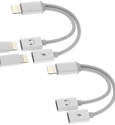 Adaptateur Lightning écouteurs Jack(Lot De 2)pour IPhone 14 13 Pro Max Prise Ecouteur Chargeur Câble Certifié Pour Apple MFI Connecteur Casque Audio Splitter Pour IPad Tablette Casques AUX Accessoires