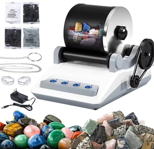Stone Tumbler Polisher Machine Kit - Professional Rock Tumbler with Electric Vibrating Technology, Timer Buttons, Detachable Design for Gemstone Polishing - Great Gift for Kids of All Ages