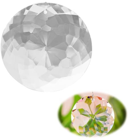 Acchiappasole da Appendere con Cristalli Sfaccettati, Ornamento Arcobaleno per Interni e Esterni, Sun Catcher Ciondolo Appeso in Cristallo Rainbow Maker, 76 mm, Rotondo