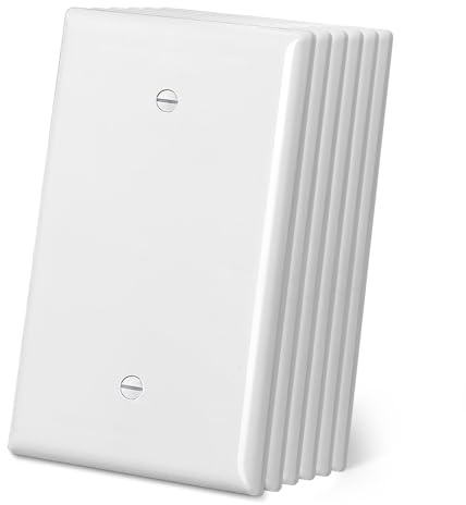CML Oversized Blank Wall Plate, 6 Pack Jumbo Blank Outlet Covers, 1-Gang No Device Switch Plates, Over-Size 3.5” x 5.5”, Impact Resistant, Gloss White, ETL Listed