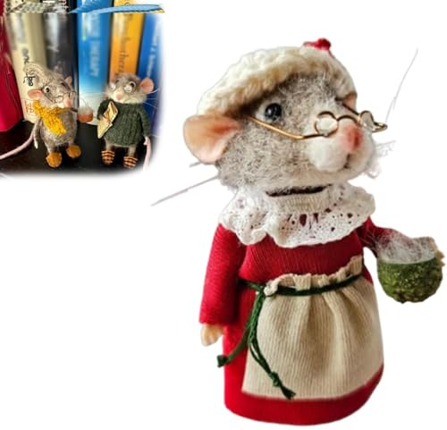 Niedliche Nadelfilzmaus, 2025 Weihnachtsmaus aus Wollfilz, handgefertigte Nadelfilz-Mäuse, Dekoration, niedliche Filz-Mäuse-Figur, Nadelfilz-Maus-Puppen-Dekorationen (Typ C)