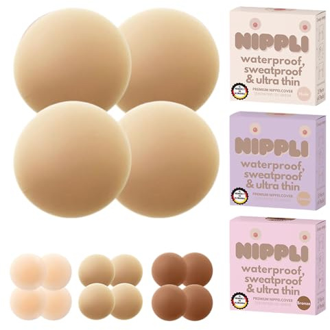 Nippli Premium Nippel Cover – tvättbara och återanvändbara självhäftande bröstvårtstäckare – ultratunna bröstvårtstäckare i silikon – självhäftande bröstvårtstäckare med maximal komfort – grepp, 2