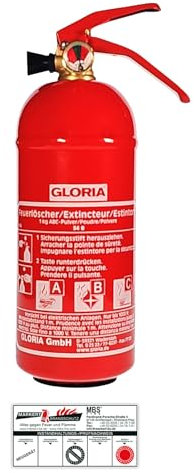 Gloria 1kg Pulver-Autofeuerlöscher - PDE 1 GA - mit Manometer - mit Kfz-Halterung - für die Brandklassen A,B,C - inkl. Prüfnachweis