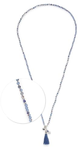 JEWELS BY LEONARDO Halskette Donna • lange Endlos-Kette aus silberfarbenem Edelstahl • Glasperlenkette in kühlen Blautönen • 80 cm Länge • Schmuck Geschenk für Frauen • 024900