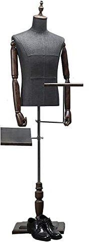 OWOHYG Schaufensterpuppe Torso Schneiderpuppe Ganzkörperanzüge Set Ausstellungsständer Erwachsene Männliche Schaufensterpuppe Torso Körper Mit Krone Kopf & Schuhregal & Hosenreg