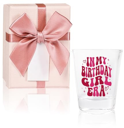 Birthday Gift for Girl - Pink Shot Glass Decorations for Bday Celebration, Unique Party Favors for Daughter, Sister, or Friends