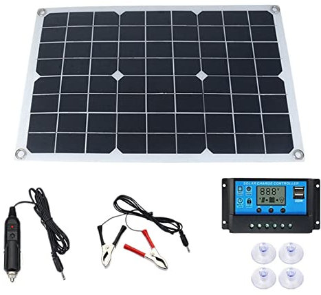 Kit de Panel Solar Power Bank de 20 vatios. Paneles solares monocristalinos Flexibles. Incluye Controlador de Carga y Cable. Cargadores solares portátiles para baterías de 12 V. Cargador de