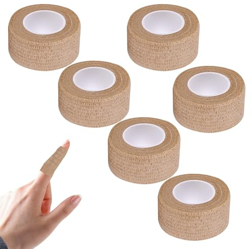 Finger Tape,6PCS Self Adherent Bandage Tape,Cohesive Bandage for Finger and Wrist Protection, Medical and Veterinary Bandage, Thumb Support, Splinting Tapes (Skin Color)