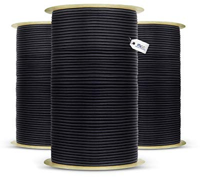 DQ-PP SCHWARZES GUMMISEIL – 12mm – 15m – Expander Gummischnur Elastiches Gummikordel Spannseil Planen Spanngummi