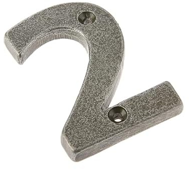 Kooples Hardware Door Numerals – Stylish House Numbers for Front Doors & Gates – Durable Metal Numbers in Classic & Modern Styles – Fixings Included (Pewter, No. 2)