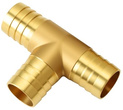 19mm Connecteur en Laiton à 3 Voies, Connecteur de Tuyau de Carburant T-Pièce Raccord en T pour tuyaux de 3/4 Raccords de Tuyau en Forme de T Raccord en Laiton pour Air, Eau, Huile, Carburant