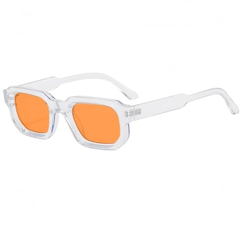 WDZAYXC Lunettes de soleil rectangulaires vintage pour homme et femme - Lunettes de soleil rectangulaires