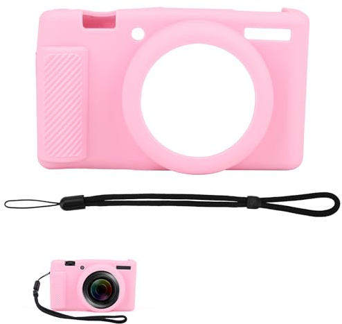 Camera Case for Sony ZV-1 ZV-1 II ZV-1M2, Soft Silicone Camera Protective Bag Cover with Strap Wrist Anti-Scratch Screen Protector Sleeve Digital Enthusiasts Gift Accessories, Easy to Carry (Pink)