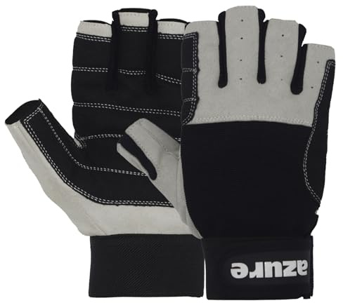 Azure Premium Quality Strong AMARA Black Sailing Enforced Palm Breathable Best Gloves Skiing Riding Running Hiking Fishing Sailing Indoor-Outdoor C/F