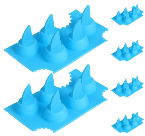 BESPORTBLE 6Pcs Shark Fin Silicone Ice Cube Tray Mold Reusable Soft Silicone Freezer Ice Trays for Drinks Cocktails and Party in Sky Blue