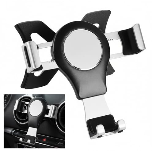 Soporte Móvil Coche, Aleación de Aluminio, Soporte Auto Móvil con Ventilación Aire, Soporte Estable en Triángulo con Clip Superestable, Suporte Telemovel Carro, Compatible with Audi A3 8P S3 (Plata)