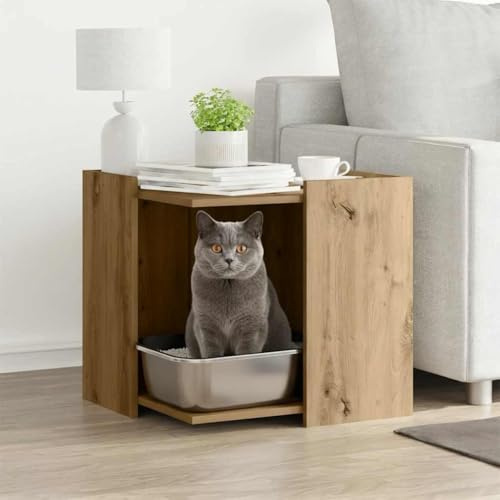 Mokuyary Meuble de Bac à Litière pour Chat 53x53x51 cm Salon