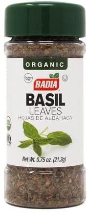 Badia Organic Basil Leaves, 0.75 oz – Basil for Cooking, Seasoning & Sauces