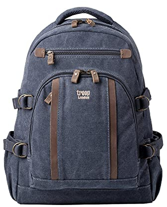TRP0257 Troop Londres Clásico Grande de Lona Mochila para Laptop (Azul)
