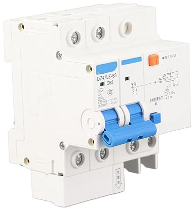 2P+N Disjoncteur Différentiel Disjoncteur Courant Résiduel 230V 63A 30mA DZ47LE-63 C63 Pour Installation Électrique Résidentielle