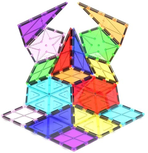 PicassoTiles Magnetic Building Block Set Geometry Shape Magnet Tiles Construction Toy STEM Learning Kit Educational Playset Playboard Pretend Play Stacking Blocks Child Brain Development PT16
