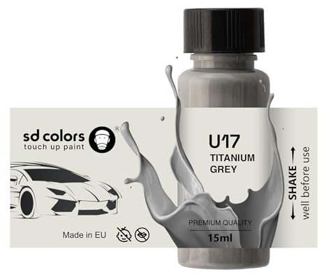 SD COLORS Peinture de retouche gris titane U17 15 ML pour réparer les rayures et les éclats - Code couleur U17 - Gris titane