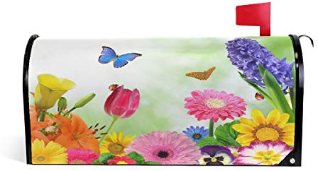 ALAZA WOOR Spring Flowers Floral Magnetic Letter Box Cover MailWraps Garden Yard Home Decor for Outside Standard Size-18''x 20.8''