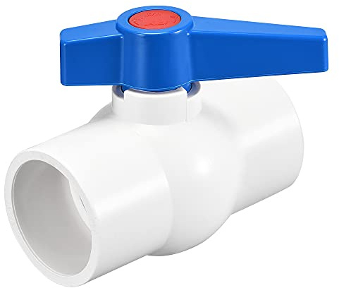 sourcing map Ball Valve, 50mm ID PVC Socket End Shut off Valve for Aquarium Setup, Sump Pump, Pool, Garden Sprinkler White Blue