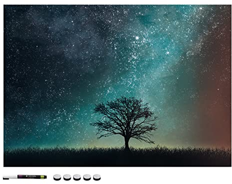 Navaris Magnettafel Magnetpinnwand Memoboard zum Beschriften - 70 x 50cm Notiztafel div. Designs - Tafel abwaschbar mit Magneten Stift