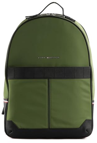 Tommy Hilfiger Herren Rucksack TH Elevated Nylon Backpack Handgepäck, Grün (Mentor Green), Einheitsgröße