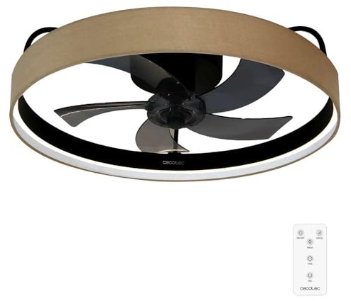 Cecotec Ventilador de Techo 20W EnergySilence LampAero 650 Beige Design | Mando, Motor DC, LED de 45W, 5 Aspas de 17, 6 Velocidades, 3 Tonos de Luz, Temporizador, Modo Winter/Summer