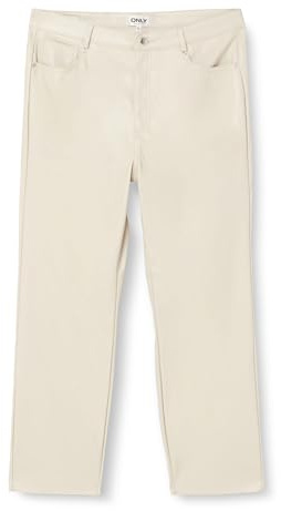 Only ONLEMILY HW ST Ank Faux Leather Pnt Noos, Pantaloni in Similpelle Donna, Silver Lining,