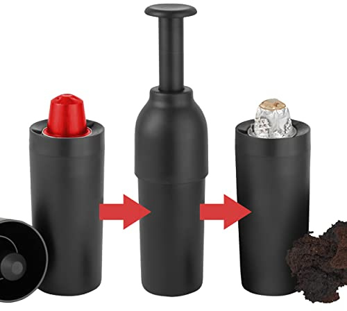 Baroni Home Accessoire pour le Recyclage Capsules du Café, Outil pour Recycler les Capsules Nespresso et Compatibles, Ouvre-Capsules avec Séparateur de Recyclage du Café et d’Aluminium, 5x4x17 cm Noir