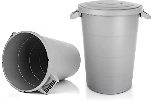 BigDean wetterfeste Universaltonne mit Deckel und 2 stabilen Tragegriffen 80 Liter GRAU - Regentonne Mülleimer - Indoor und Outdoor geeignet - Made in Europe