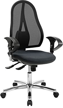 TOPSTAR Open Point SY Deluxe, ergonomischer Syncro-Bandscheiben-Drehstuhl, Bürostuhl, Schreibtischstuhl, inkl. Armlehnen (höhenverstellbar), Stoff, meliert, Grau Meliert