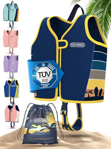 KIDVERSE Schwimmweste Kinder 2-3 Jahre - TÜV geprüfte Schwimmhilfe mit Bauchumfang bis 56cm - Schwimmhilfe Kinder 2-3 Jahre - Kinderschwimmweste zum Schwimmen Lernen - Komfort Schwimmweste Kind