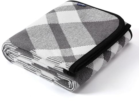 ACUSHLA Decke aus Merinowolle, weich, warm, dick, waschbar, große Überwurfdecke für Camping, Bett, Couch, Outdoor, Reisen, jedes Wetter, schottisches Karomuster, Grau, 200 x 160 cm
