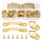 YIXISI 100 Pezzi Ganci Cornici Quadri Set, Ganci a Dente di Sega, Triangolo Anello Gancio, Ganci Appendi Quadri, con 150 Pezzi Viti, per Foto Pitture, Decorazione Della Casa, Dorato