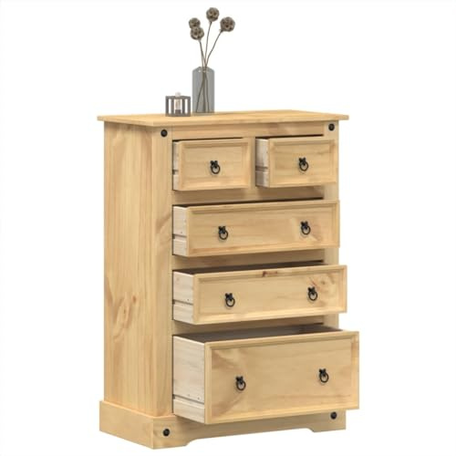 Willood Kommode Corona 80x43x114 cm Massivholz Kiefer 5 Schubladen