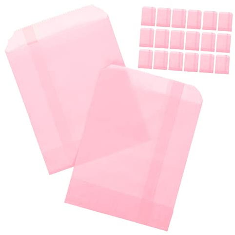 Papiertüten Rosa 100 Stück Back und Kekstüten für Süßigkeiten | Halloween Feier, Leichte Papierbeutel für Home Party und Läden, für Chocolate und Crafts