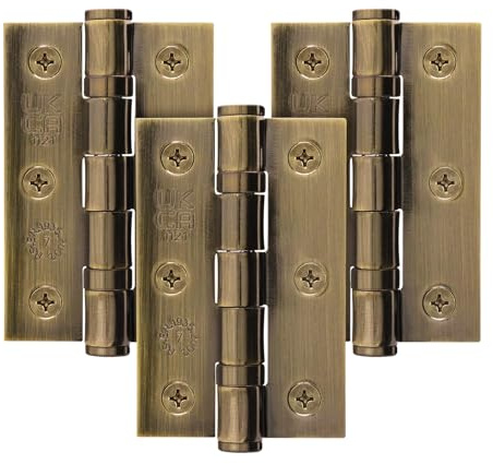 EAI Florentine Bronze Door Hinges, 76mm / 3 Inch, 1.5 Pairs Fire Rated | Internal Fire Door Hinges, Perfect for Wooden Doors, Smooth Operation, Ball Bearing Hinges, Fixings Included