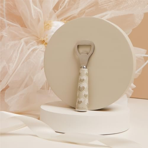 CLARALUNA Bomboniera Matrimonio Utile Apribottiglie con Manico in Porcellana (Decoro Cuori)