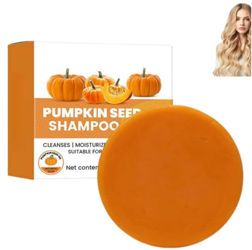 Sapone solido per la crescita dei capelli alla zucca, l'olio di semi di zucca favorisce la crescita dei capelli, sapone shampoo alla zucca e balsamo, adatto a tutti i tipi di capelli, nutre e rinforz