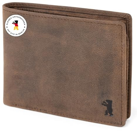 Berliner Bags Vintage Geldbörse Peter, Portmonee aus Leder, Geldbeutel mit TÜV-geprüftem RFID-Schutz, für Herren – Braun