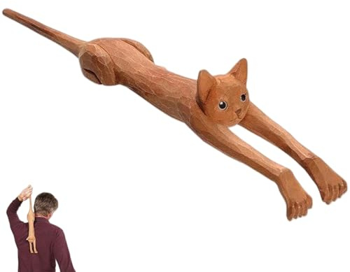 Rascador de espalda con forma de gato, mango largo de madera de 19 pulgadas, rascador de espalda de gato novedoso para alivio instantáneo de la picazón y relajación corporal